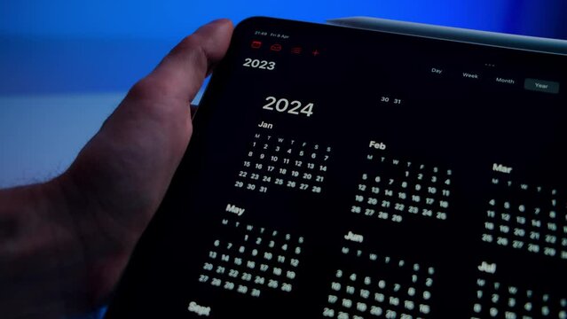 tablet with calendar on screen