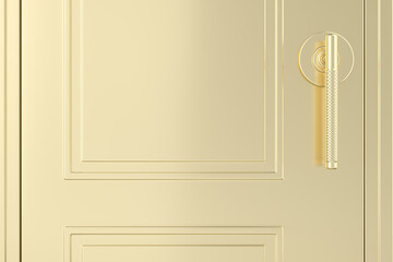 creative illustration, golden closed door. 3D illustration. 3d render - obrazy, fototapety, plakaty