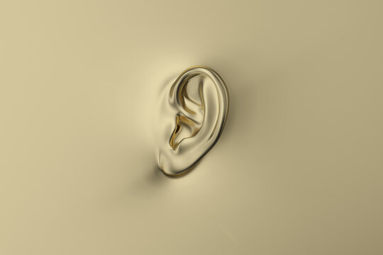 Golden ear creative concept background. 3D illustration. 3d render
