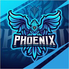 Blue phoenix esport mascot logo design © Visink.art