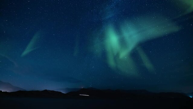 Aurora Green Milky Way  Galaxy 15mm North Sky Over Lake 