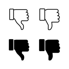 Dislike icons vector. dislike sign and symbol. Hand with thumb down