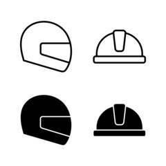 Helmet icons vector. Motorcycle helmet sign and symbol. Construction helmet icon. Safety helmet