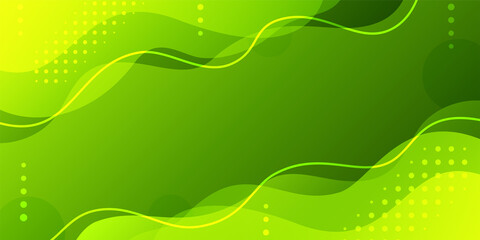 Abstract liquid neon memphis banner green cover. Bright color fluid backdrop wallpaper business card web banner design geometric free form melted gradient billboard ads hipster cyber trendy vector