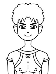 black and white of cute man cartoon