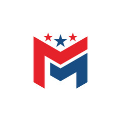 Fototapeta na wymiar letter m american icon logo vector