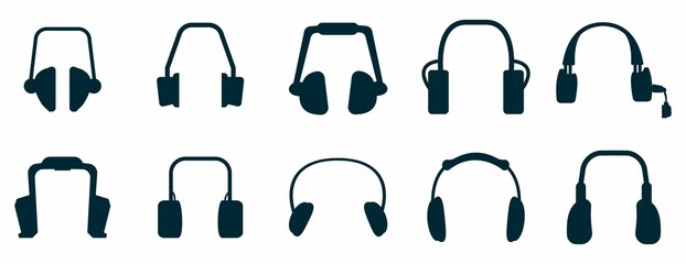 variety of headphone icon set - obrazy, fototapety, plakaty