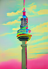 Berlin tower art - Illustration. Living Room Home Decor Picture. Canvas Wall Art Print Abstract. The best choice for interior painting. Eye-catching. © Hu
