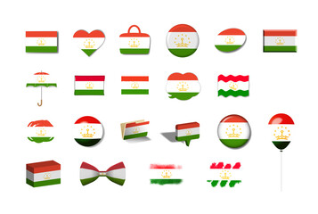 タジキスタン　国旗イラスト21種