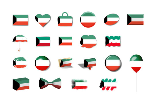 クウェート　国旗イラスト21種