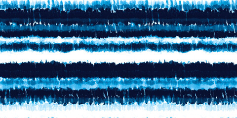 Seamless Hand Drawn Speckled Loose Watercolor Tie dye Ombre Shibori Stripes pattern in Indigo Blue and White. High resolution textile background texture © Unleashed Design