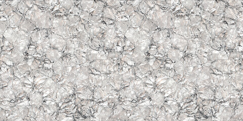Seamless ripped and crumpled silver aluminim foil background texture. High resolution 3D rendering.