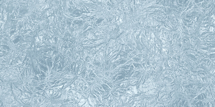 Seamless blue frozen cracked ice block background texture. A tileable high resolution winter or summer refreshment concept backdrop 3D rendering.