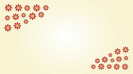 シンプルな赤い花のフレームのイラスト素材　背景黄色　③