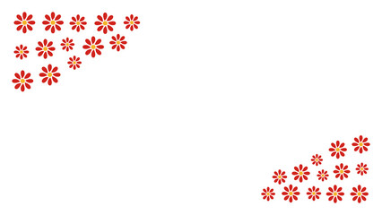 シンプルな赤い花のフレームのイラスト素材　③