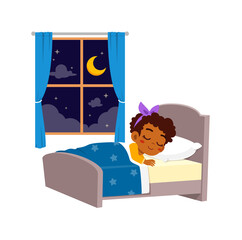 little kid sleep in the room at night