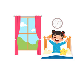 little kid wake up in the morning