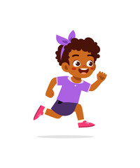 Fototapeta premium little kid with run pose and feel happy