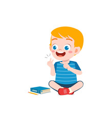 little kid study math with counting finger