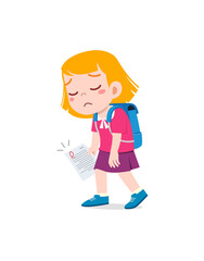 little kid get bad grade and feel sad