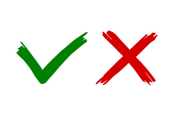 Tick and cross  signs. Checkmark OK and X icons.