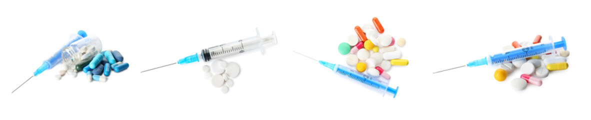 Set of drugs isolated on white