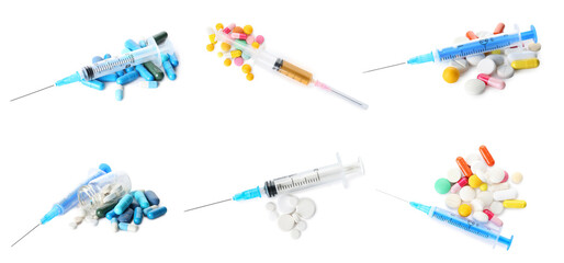 Set of drugs isolated on white