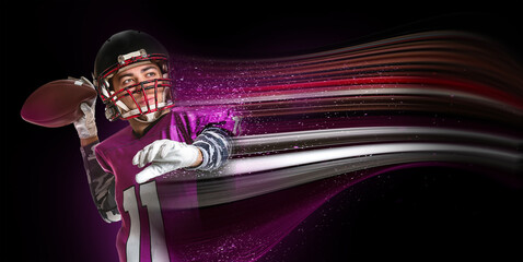 American football player on white background