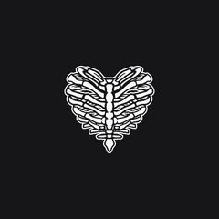 Skeleton body love drawing illustration.