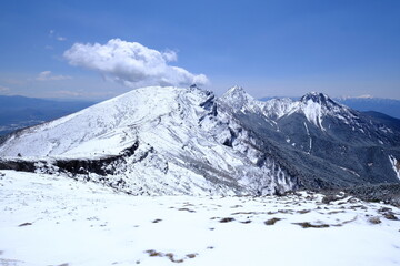 残雪期　八ヶ岳　硫黄岳からの核心部の眺望