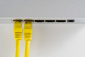 Small router and switch. tcp ip network business concept. High - performance gigabit switch. home...