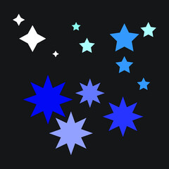 different color stars. on black background