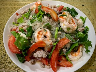 Spicy Glass Noodle Salad thai food 