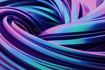 Abstract Shiny Blue and Pink Twisted Shape Formation