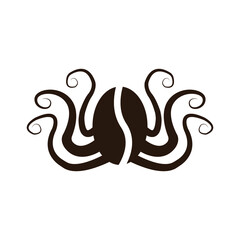 Octopus coffee logo. Isolated octopus coffee logo on white background