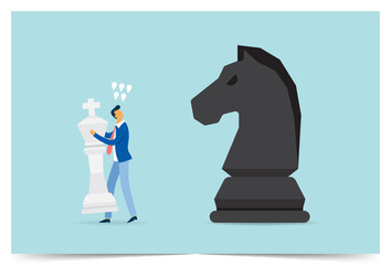 Businessman playing chess has an advantage