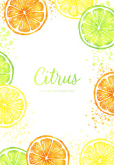 vector background with slices of lemon, lime and orange in watercolor for banners, cards, flyers, social media wallpapers, etc.