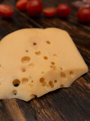 cheese on wooden board