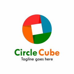 Circle cube logo template illustration