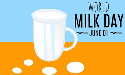 Vector graphic of world milk day for world milk day celebration. flat design. flyer design. flat illustration. Banner design. June 01.