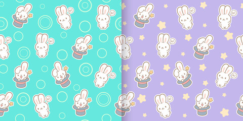 Kawaii bunny seamless pattern
