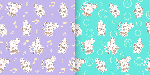Kawaii bunny seamless pattern
