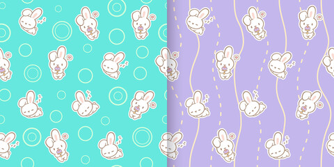 Kawaii bunny seamless pattern