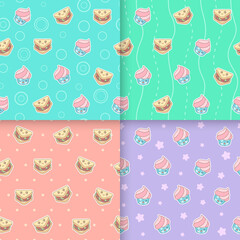 Kawaii food seamless pattern