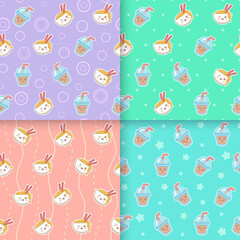 Kawaii food seamless pattern