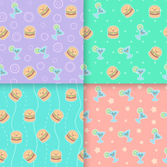 Kawaii food seamless pattern