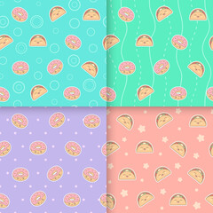 Kawaii food seamless pattern