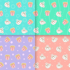 Kawaii food seamless pattern