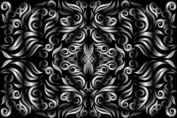 Beautiful black and white colour caleidoscope gradient flower line art pattern wallpaper of indonesian traditional abstract batik  ethnic dayak ornament for commercial  ads