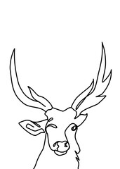 One continuous line drawing, a young deer was walking looking for something.	